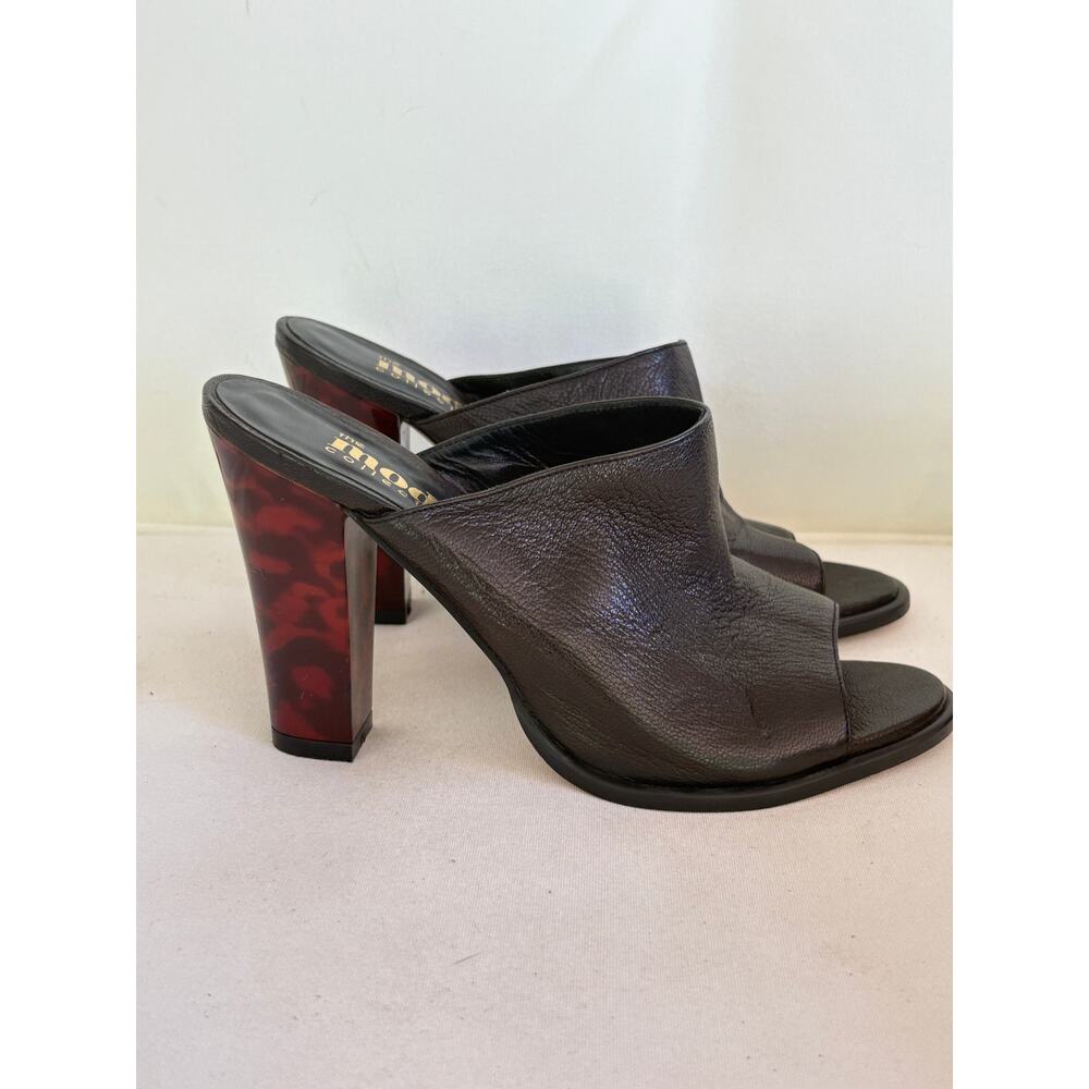 The Mode Collective Leather Tortoise Mules Heels 9 39 Black Pumps Academia Prep
